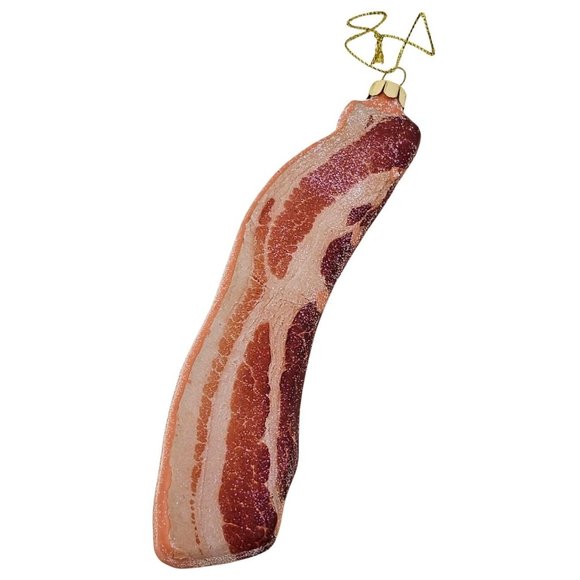 Juicy Sizzling Slice of Bacon 6.5" Glass Ornament - Christmas Decor - Picture 2 of 3